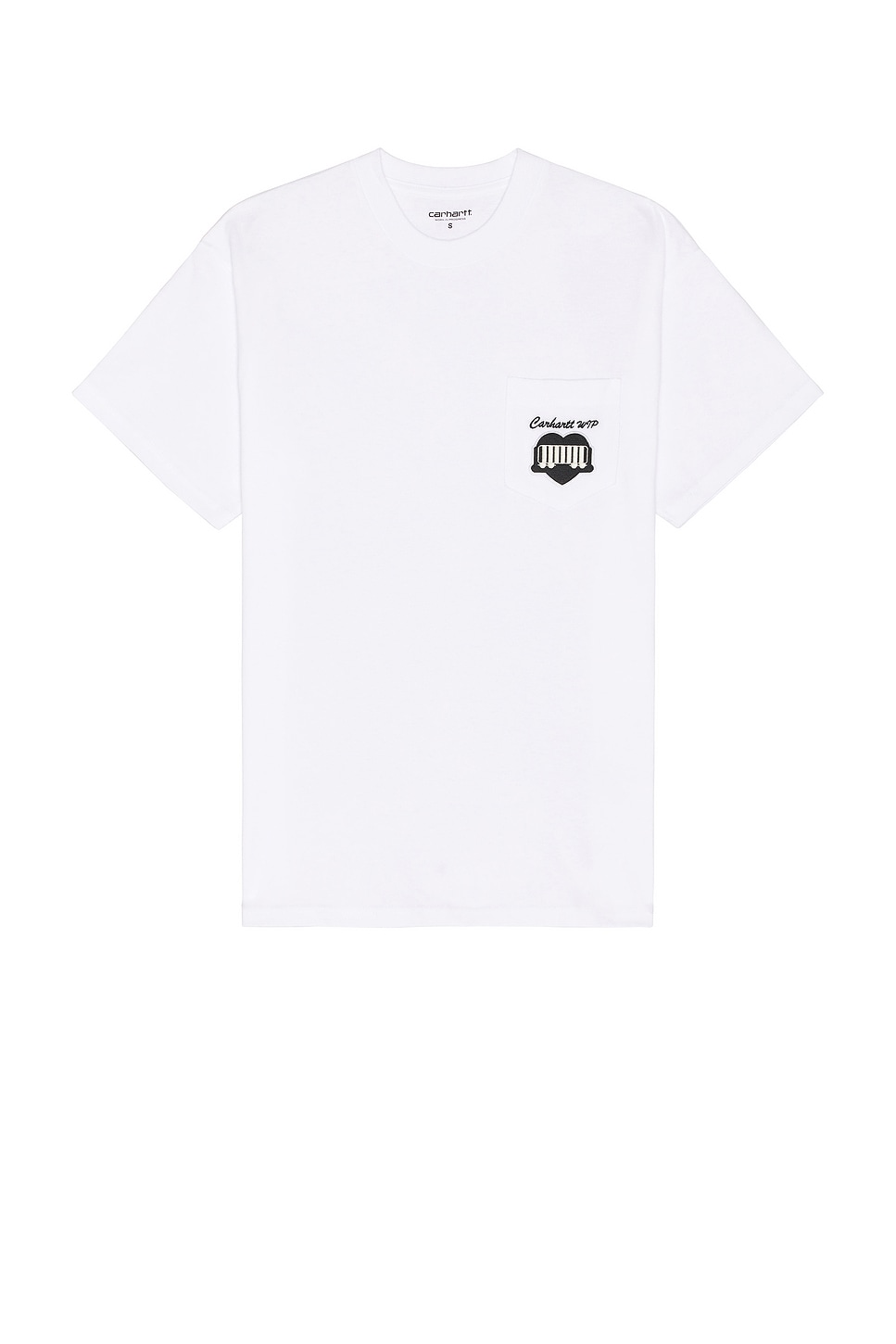 Image 1 of Carhartt WIP Short Sleeve Heart Train Pocket T-Shirt in White