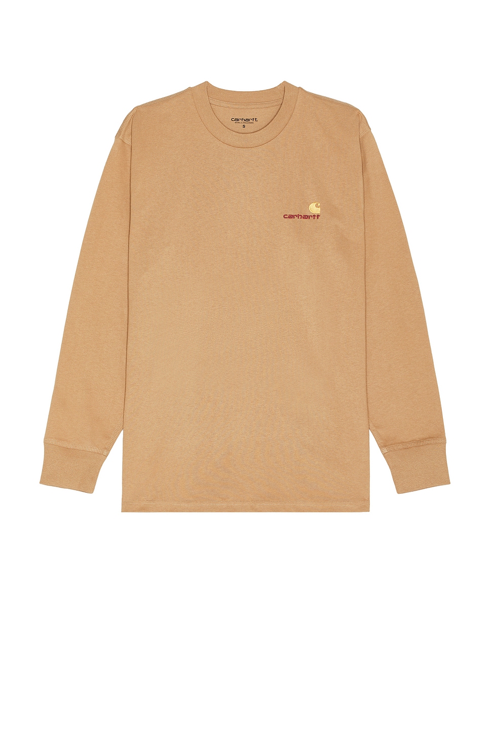 Image 1 of Carhartt WIP Longsleeve American Script T-Shirt in Peanut