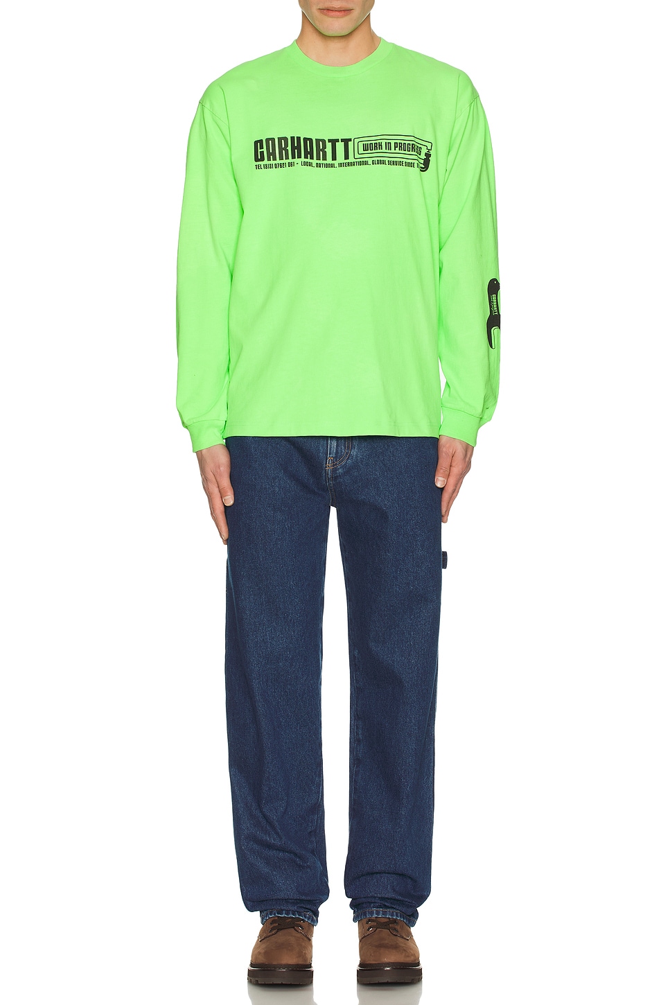 Image 1 of Carhartt WIP Industry T-Shirt in Garment Dyed Lumo Green & Black