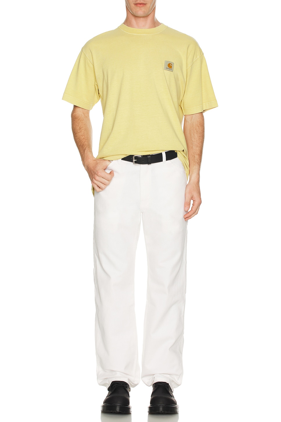 Image 1 of Carhartt WIP Nelson T-Shirt in Garment Dyed Air Yellow