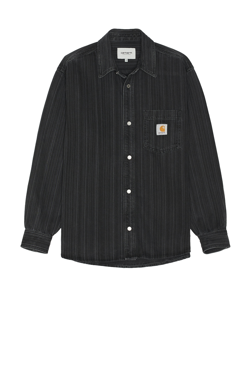 Image 1 of Carhartt WIP Rylan Long Sleeve Shirt in Stone Washed Rylan Stripe Black