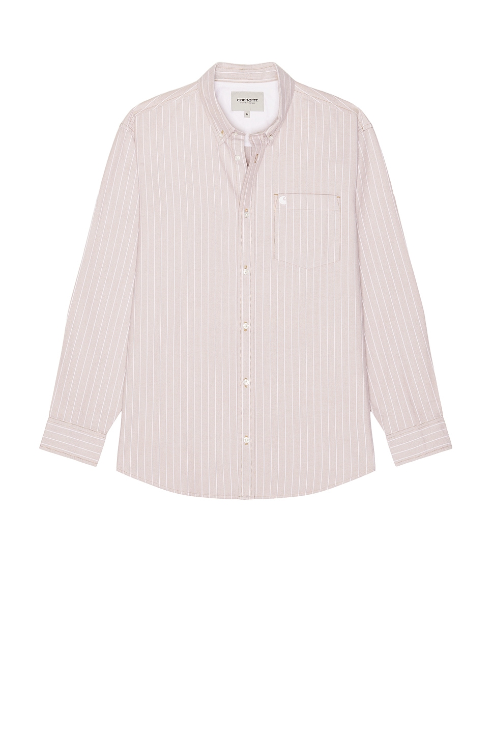 Image 1 of Carhartt WIP Long Sleeve Cassel Shirt in Cassel Stripe, Peanut, & White