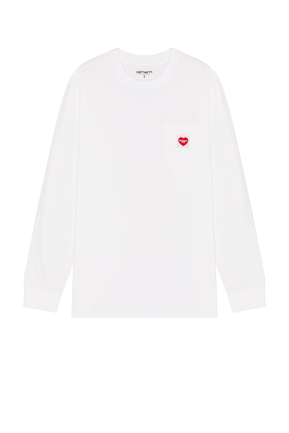 Image 1 of Carhartt WIP Long Sleeve Pocket Heart T-Shirt in White & Red