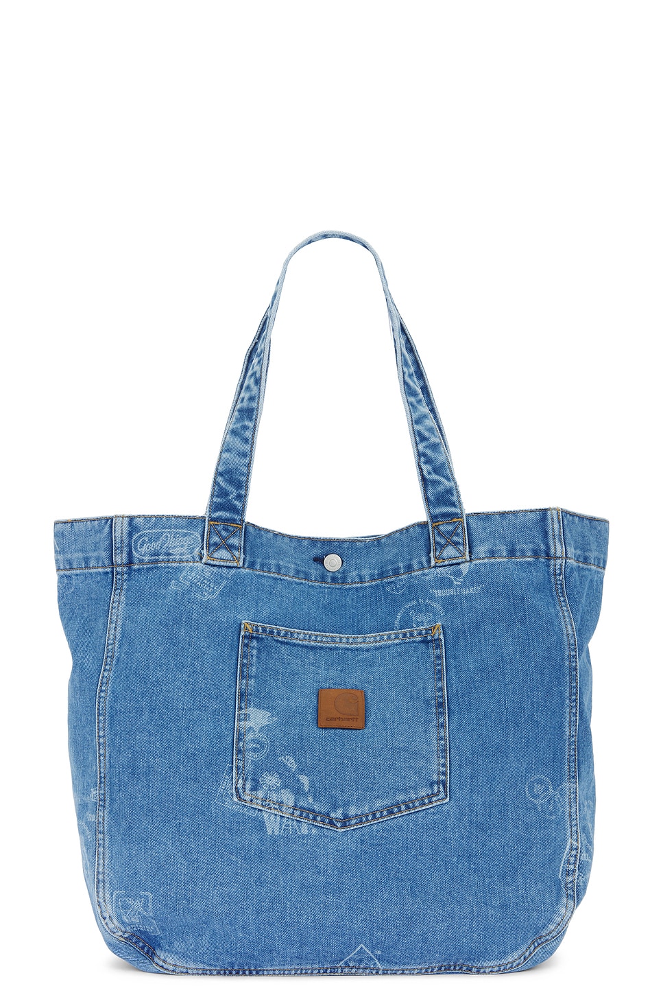 Shop Carhartt Stamp Tote Bag In Stamp Print & Blue Bleached