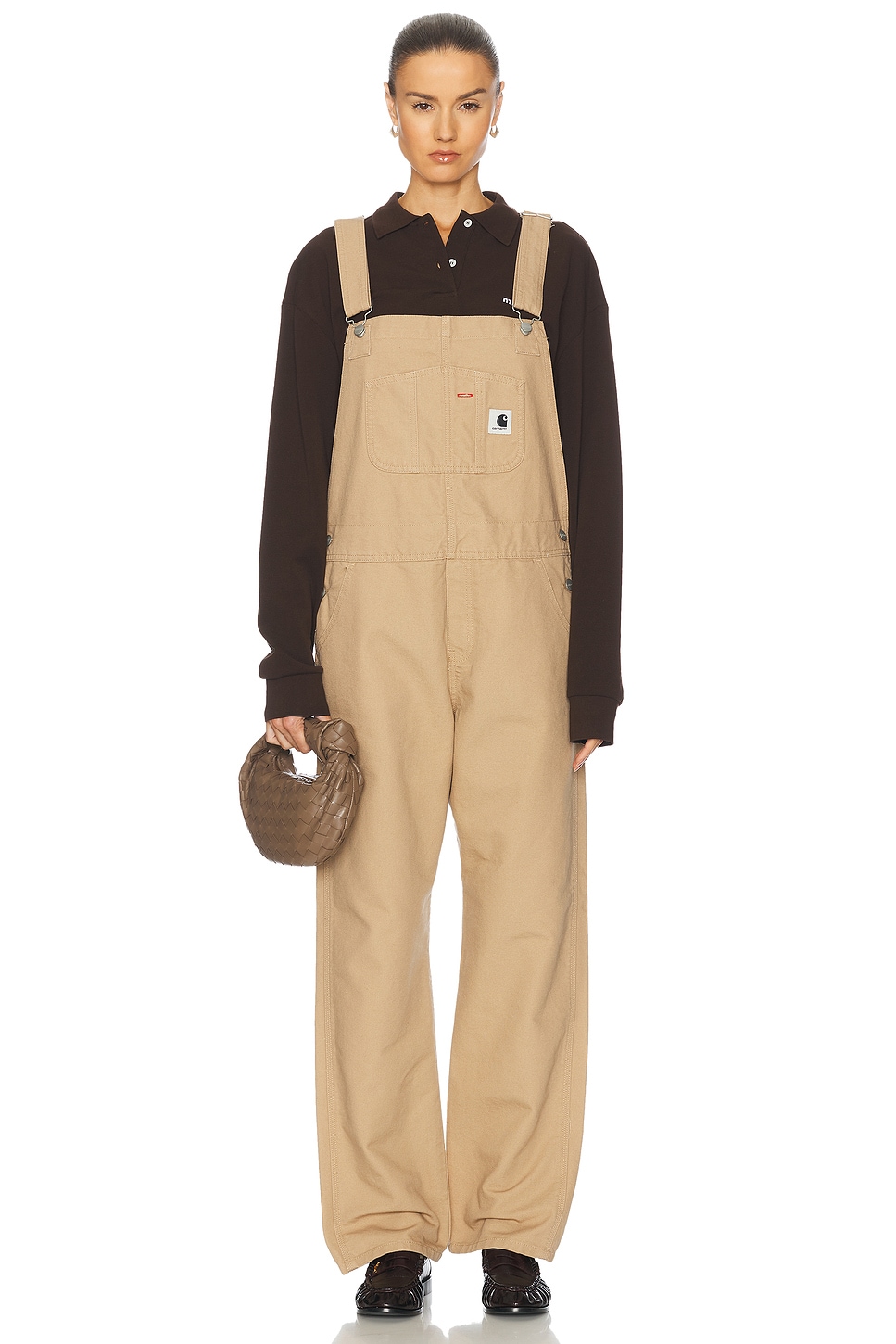 Bib Straight Overall in Tan