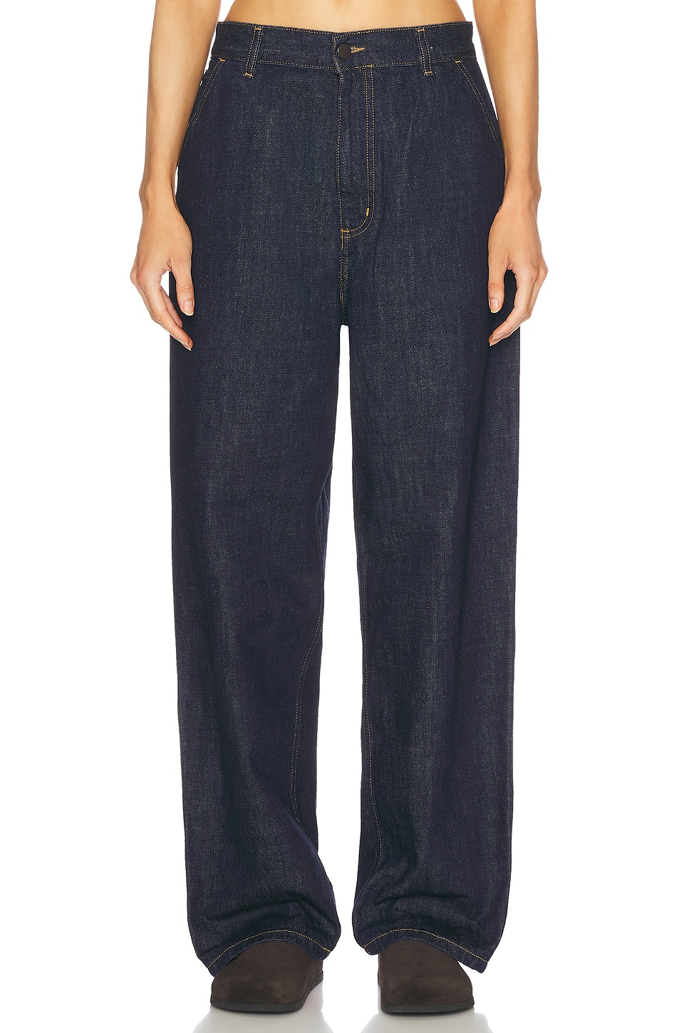 Image 1 of Carhartt WIP Brandon Single Knee Wide Leg in Blue