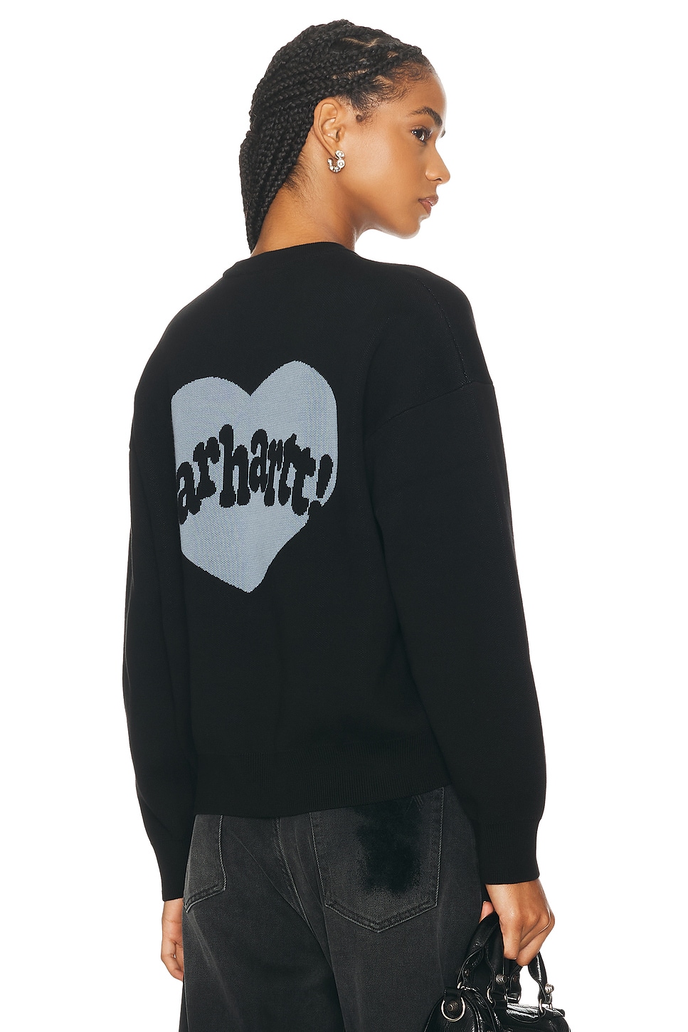 Image 1 of Carhartt WIP Amour Sweater in Black & Misty Sky