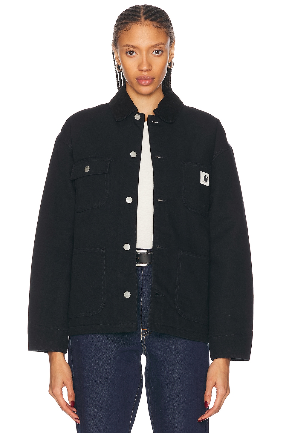 Carhartt Og Michigan Coat In Black & Black Rinsed