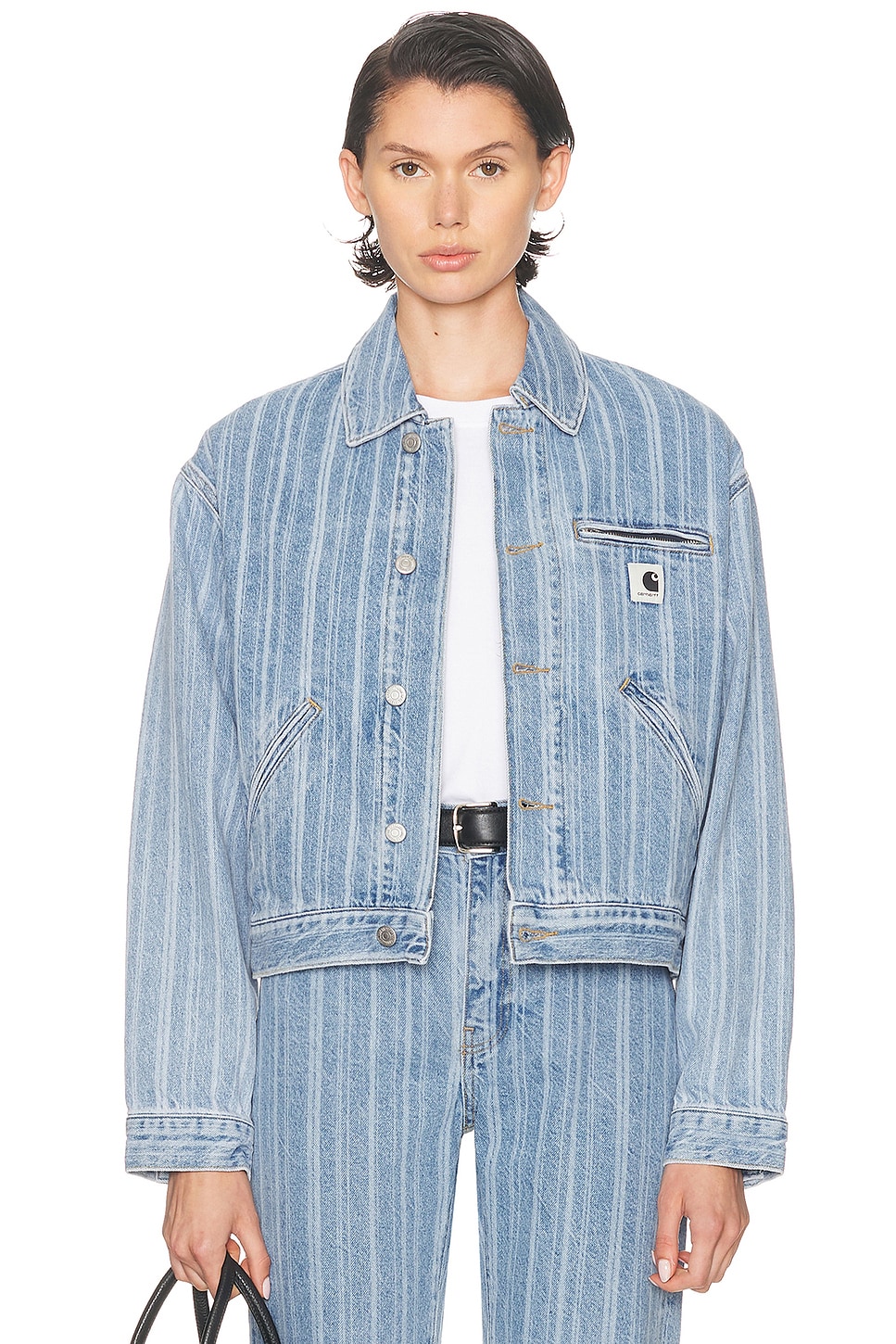 Image 1 of Carhartt WIP Rylan Jacket in Stripes & Blue