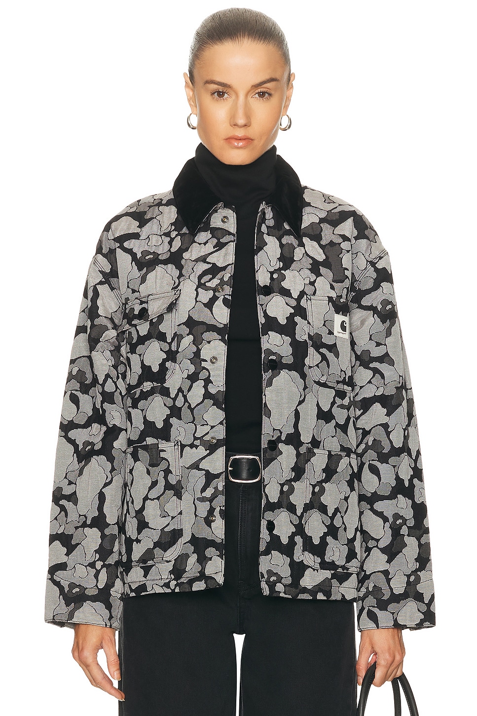 Image 1 of Carhartt WIP Tapestry Chore Coat in Camo Duck Jacquard & Black
