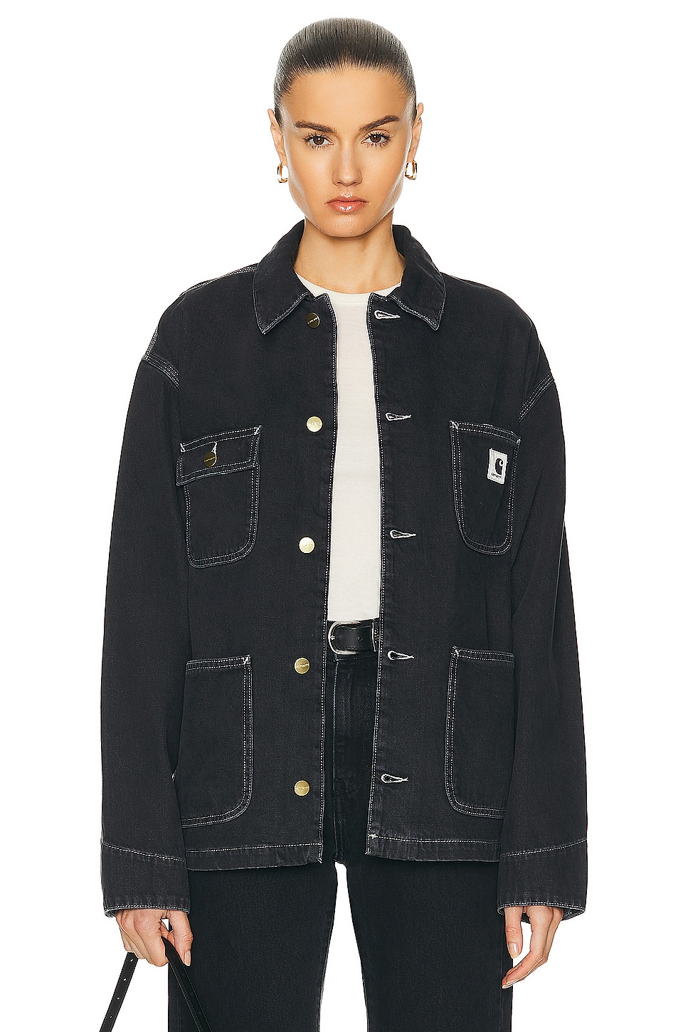 Image 1 of Carhartt WIP OG Michigan Coat in Black Stone Washed