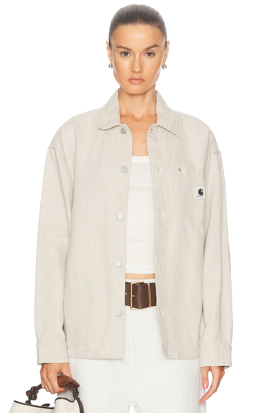 Image 1 of Carhartt WIP Ethel Button Up Top in Natural