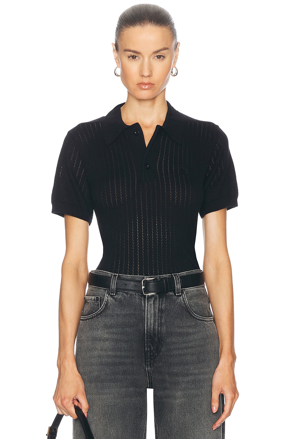 Image 1 of Carhartt WIP Norlina Polo Top in Black