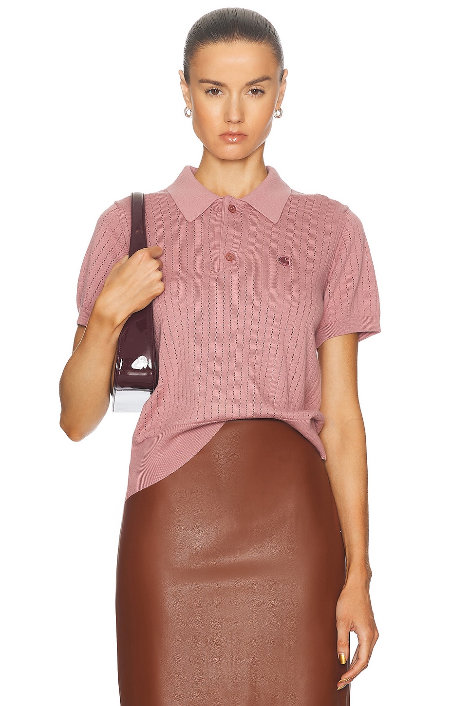 Image 1 of Carhartt WIP Norlina Polo Top in Dusty Fuchsia