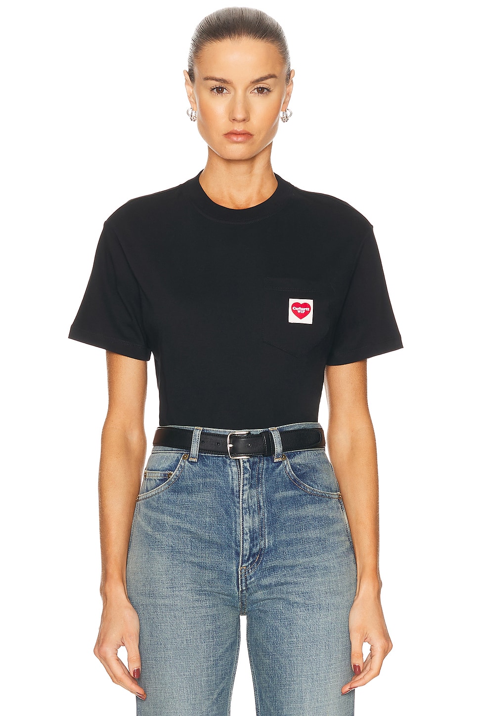 Image 1 of Carhartt WIP Pocket Heart T-Shirt in Black & Red