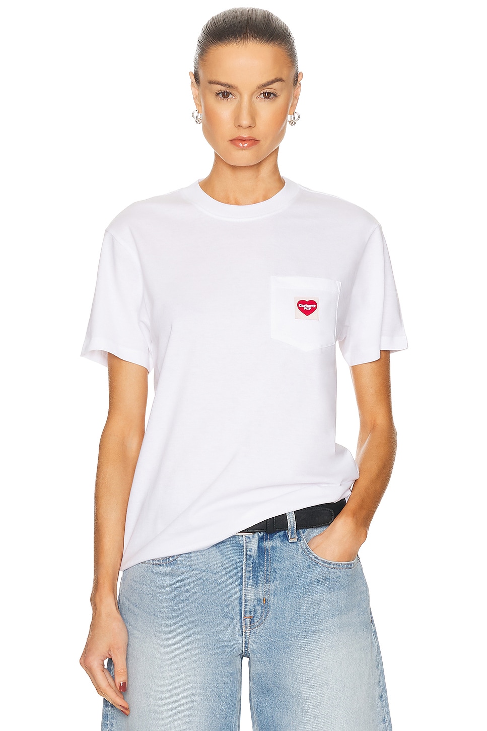 Image 1 of Carhartt WIP Pocket Heart T-Shirt in White & Red