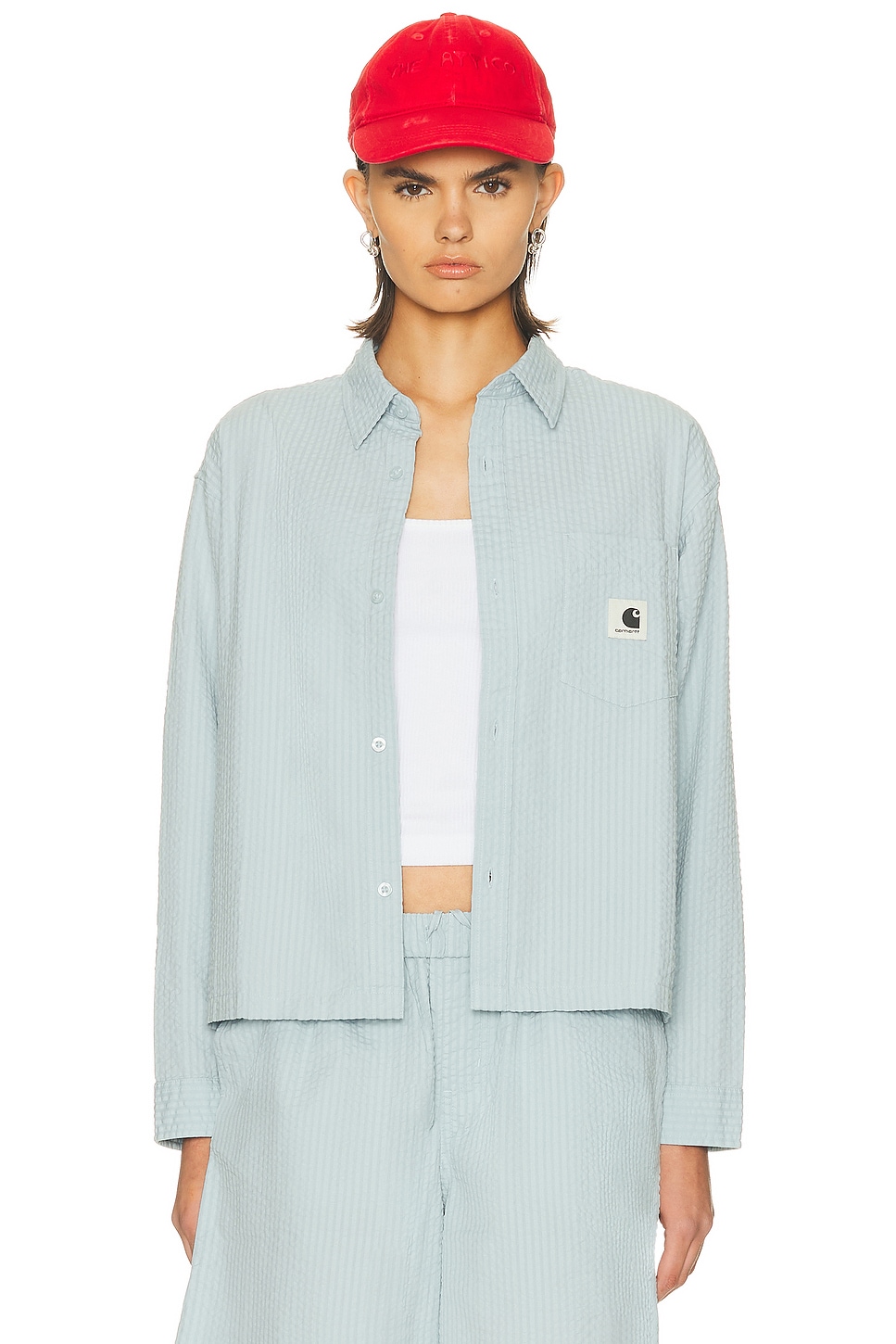 Image 1 of Carhartt WIP Toland Shirt in Stripes & Blue Fog