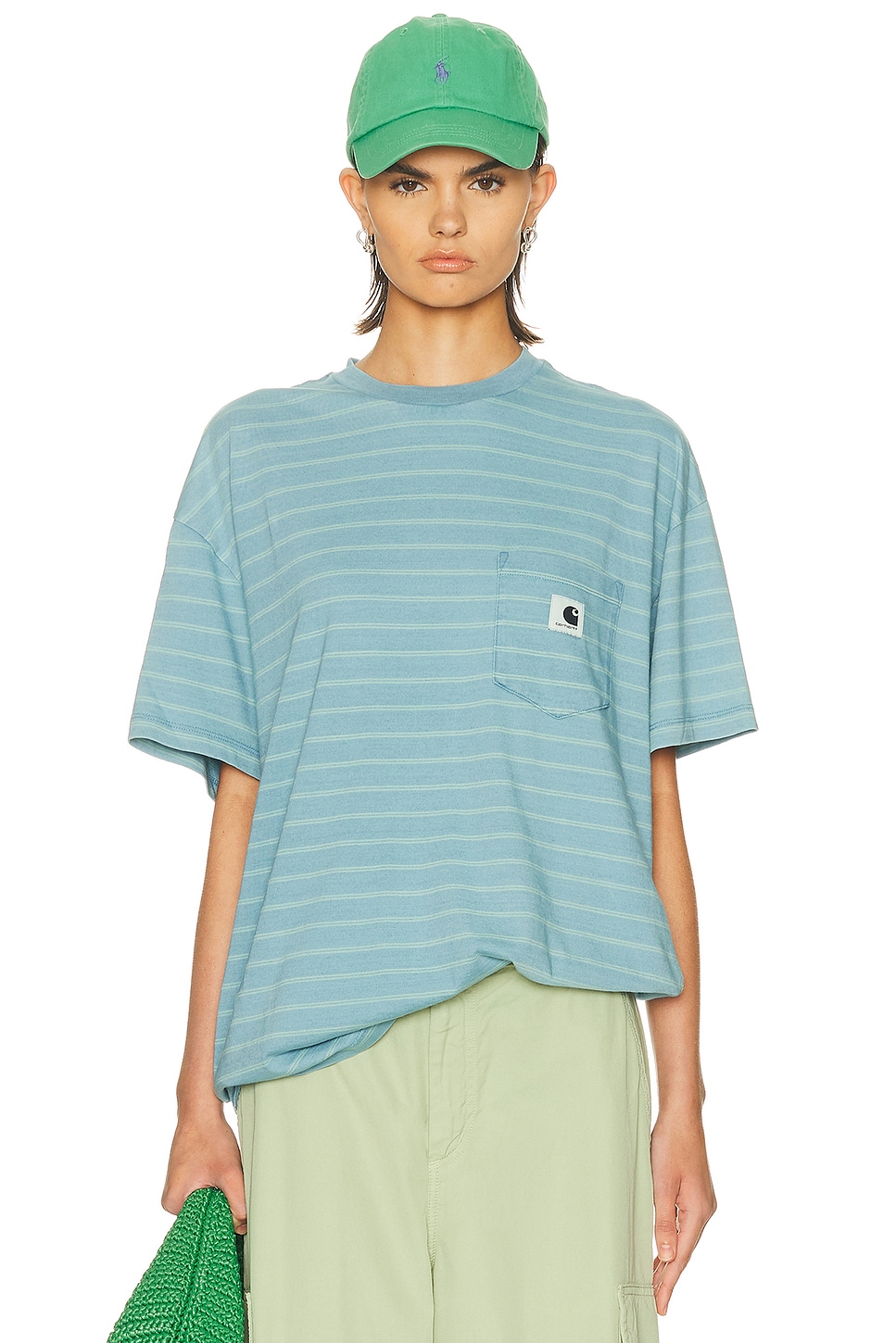 Image 1 of Carhartt WIP Brodina T-shirt in Stripes & Saguaro