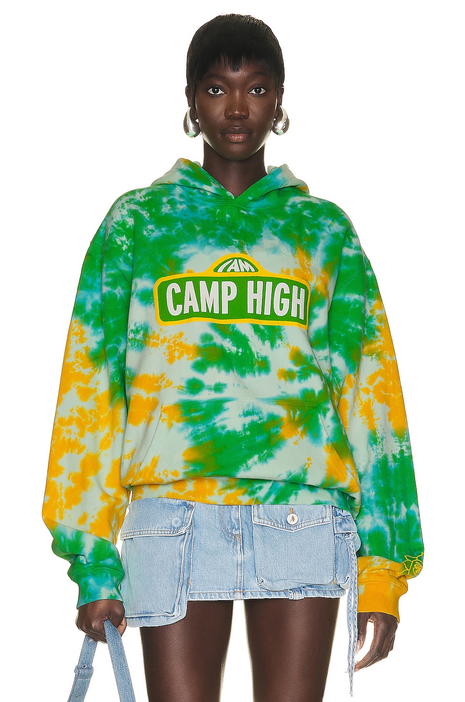 Image 1 of Camp High High Street Hoodie in Kermit Green & Sunshine