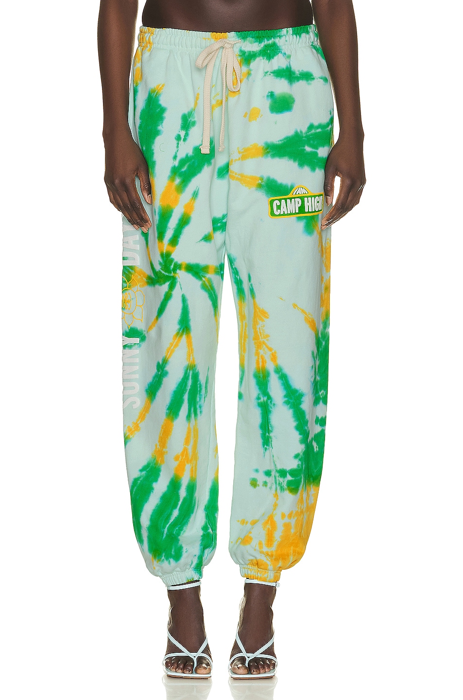 Image 1 of Camp High High Street Sweatpants In Kermit Green & Sunshine in Kermit Green & Sunshine
