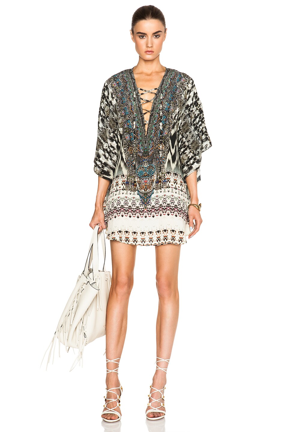 Image 1 of Camilla Short Round Lace Up Caftan in Call of the Wild