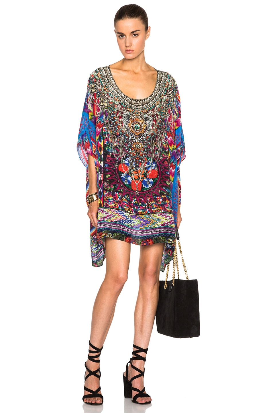 Image 1 of Camilla Mini Round Neck Caftan in Tapestry Of Time