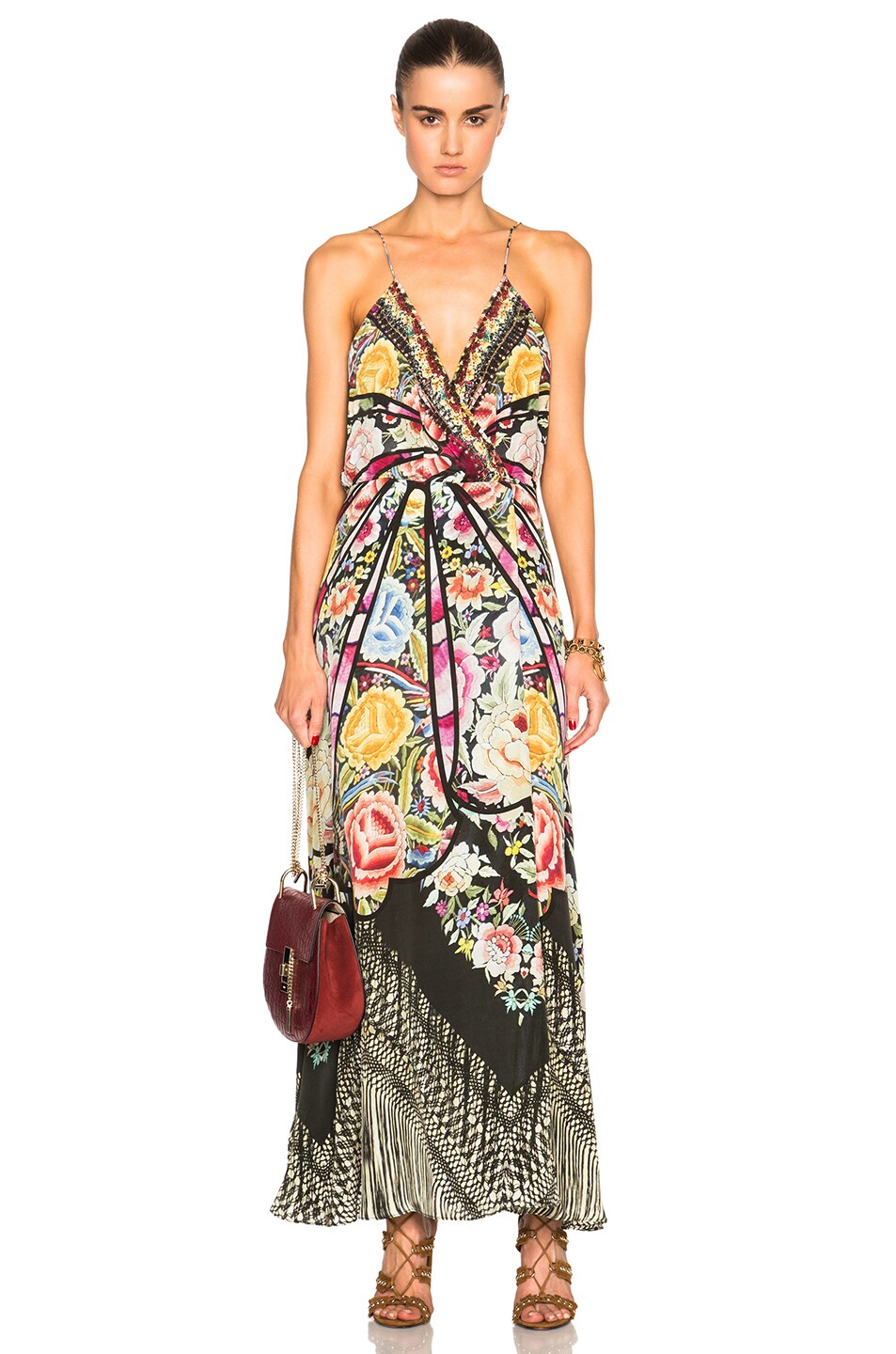 Image 1 of Camilla Strappy Wrap Dress in Flamenco Sweep