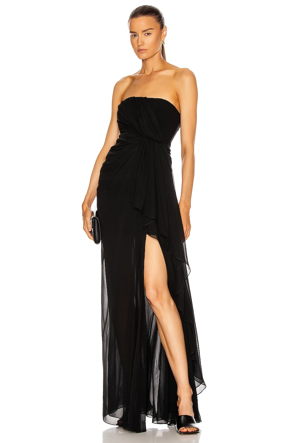 Image 1 of Cinq a Sept Solid Yuki Gown in Black