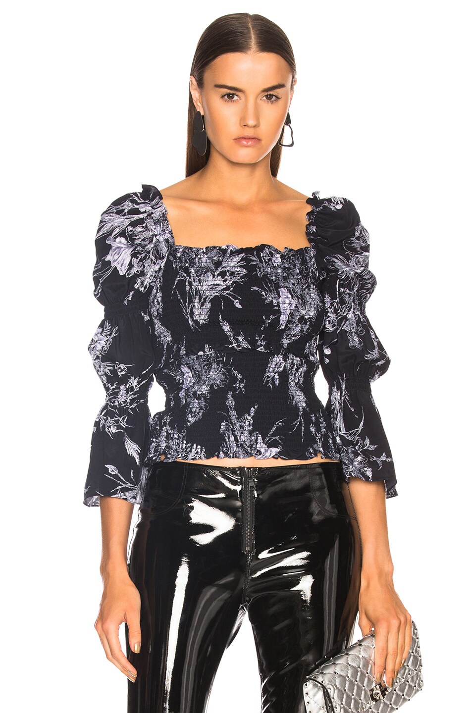 Image 1 of Cinq a Sept Adelaide Top in Navy & Ivory Floral
