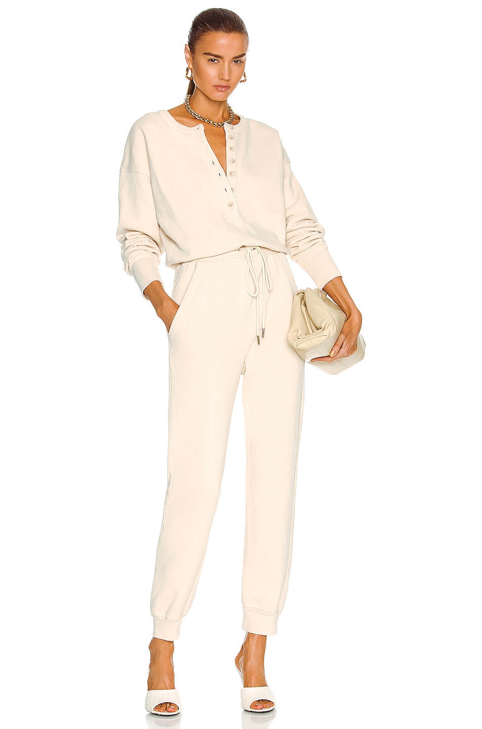 Image 1 of Citizens of Humanity Loulou Fleece Jumpsuit in Travertine