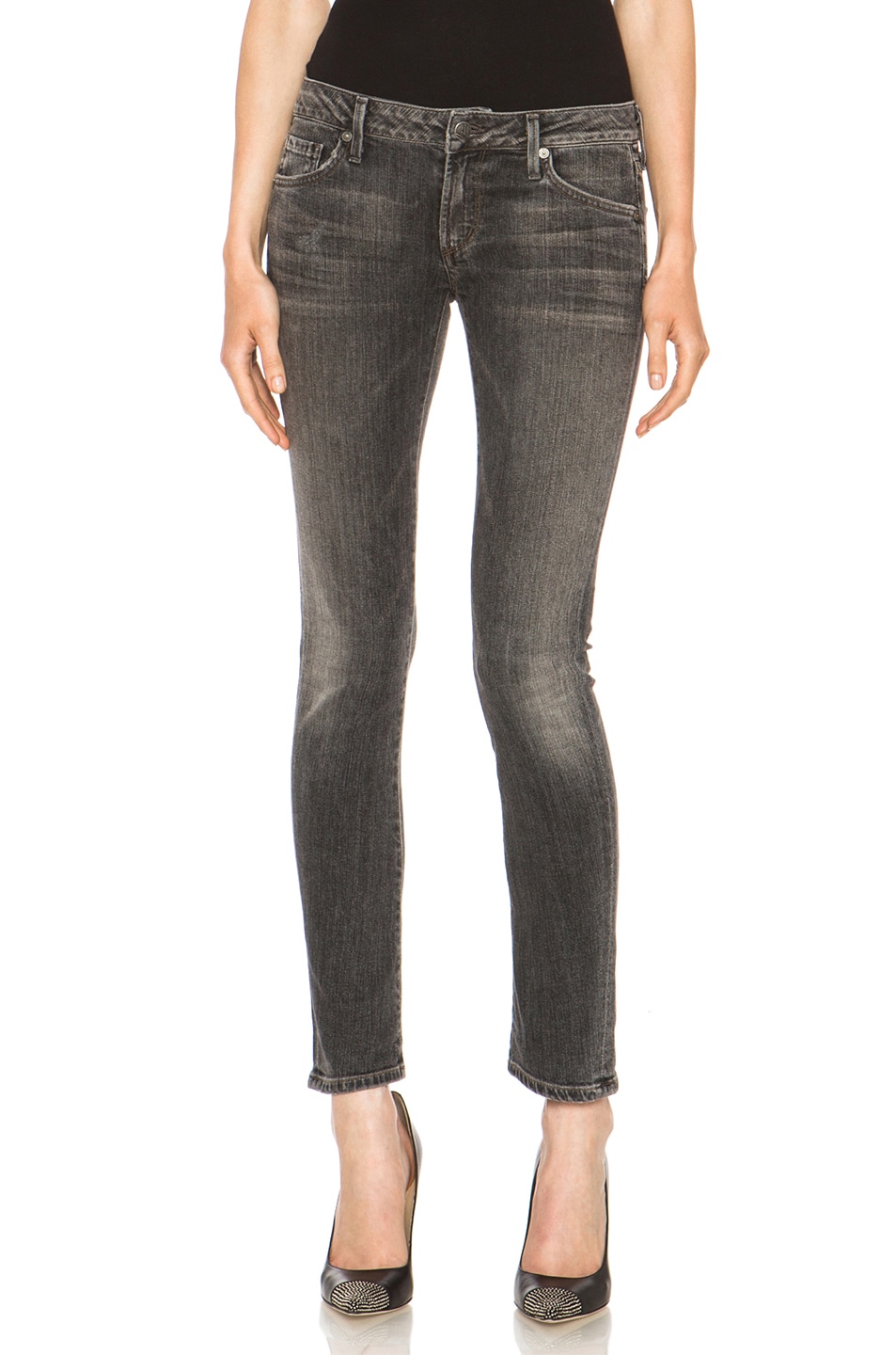 Image 1 of Citizens of Humanity Racer Low-Rise Skinny in Black Slash