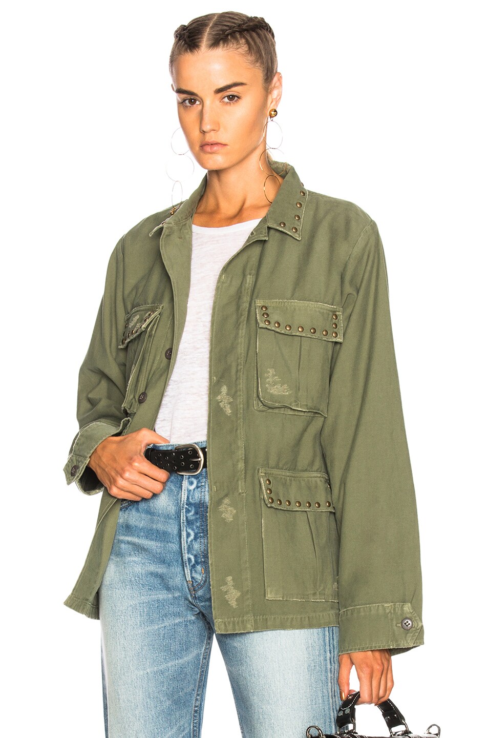 Image 1 of Citizens of Humanity Kylie Military Jacket in Studded Green