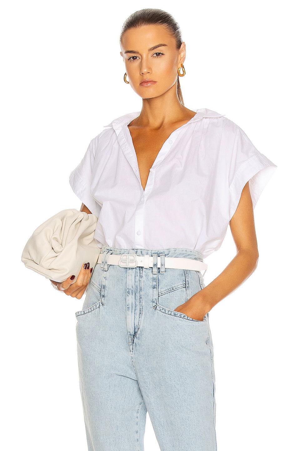 Image 1 of Citizens of Humanity Penny Short Sleeve Blouse in Star White