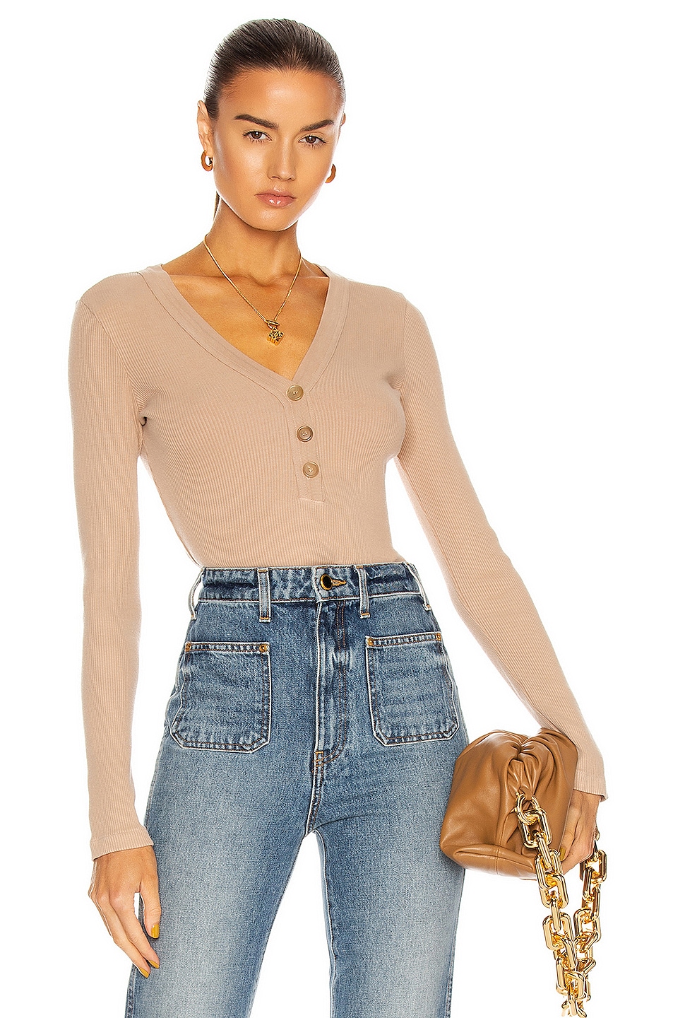 Image 1 of Citizens of Humanity Scarlett Rib Henley Top in Nougat