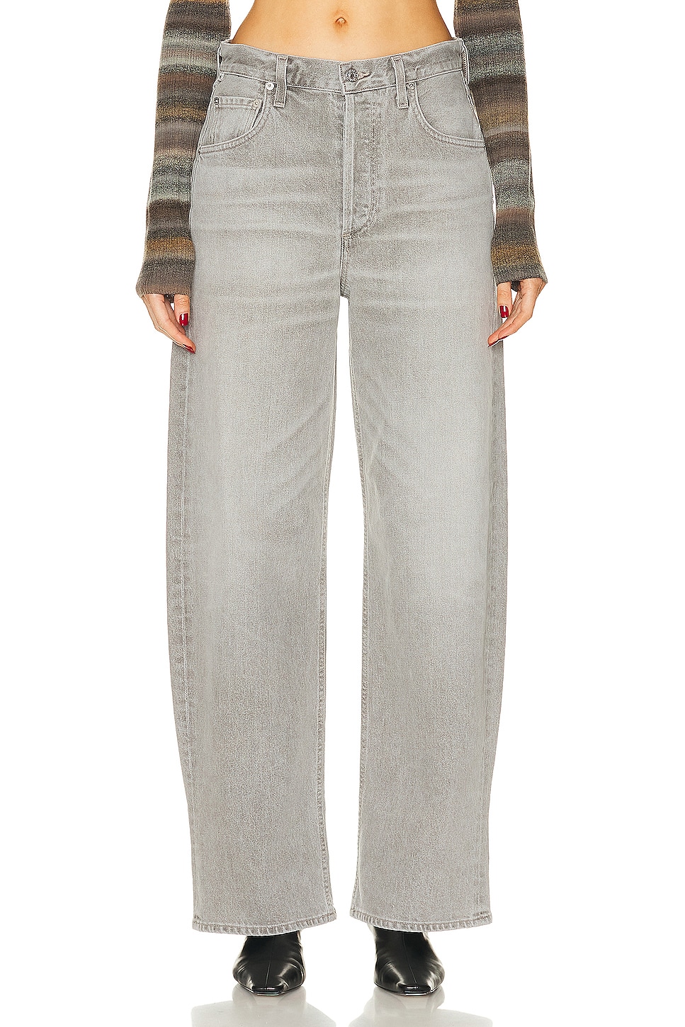 Image 1 of Citizens of Humanity Ayla Baggy Cuffed Crop in Quartz Grey
