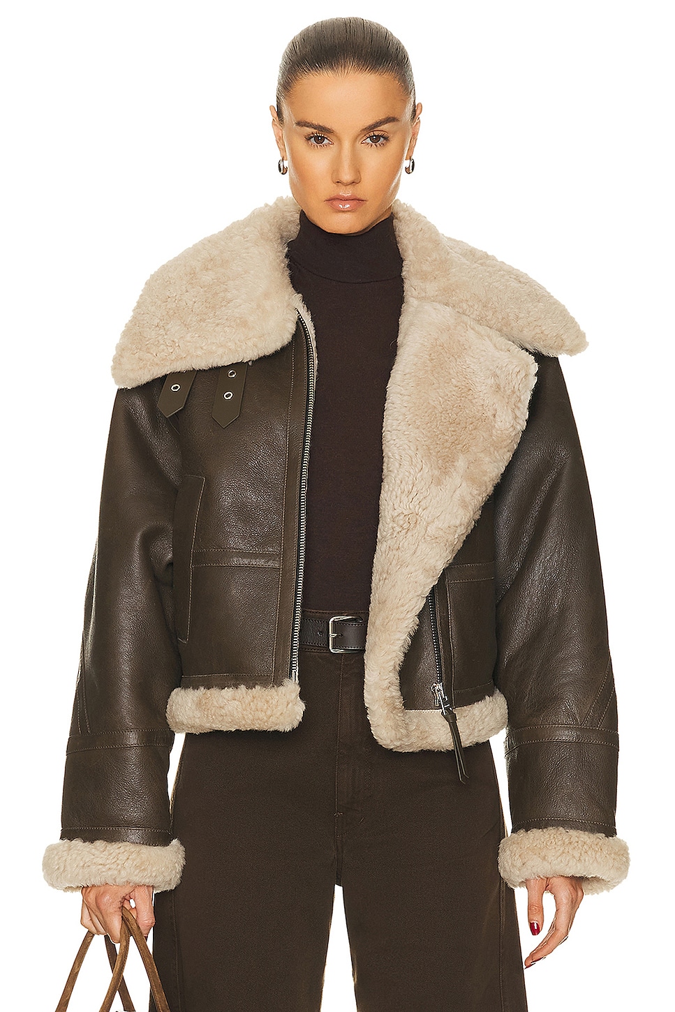 Image 1 of Citizens of Humanity Liv Shearling Jacket in Mocha Brown Napa