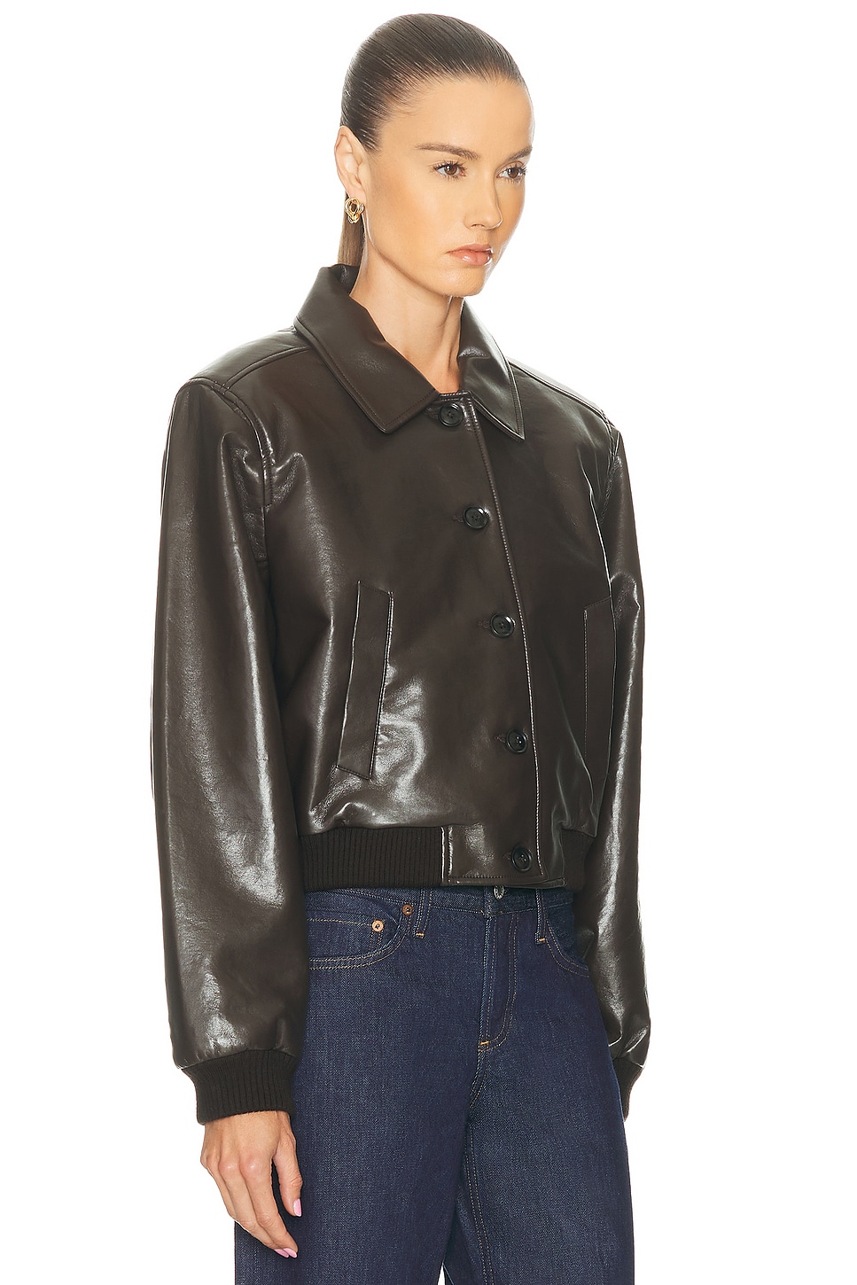 Citizen Of Humanity Lola Leather Bomber Jacket In Brown