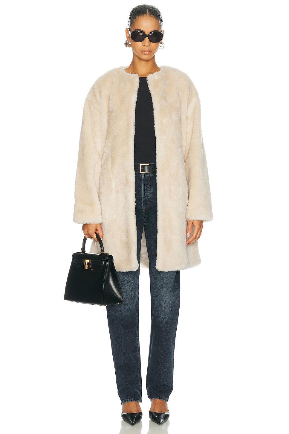 Citizens of Humanity Martina Long Sherpa Coat in Cream