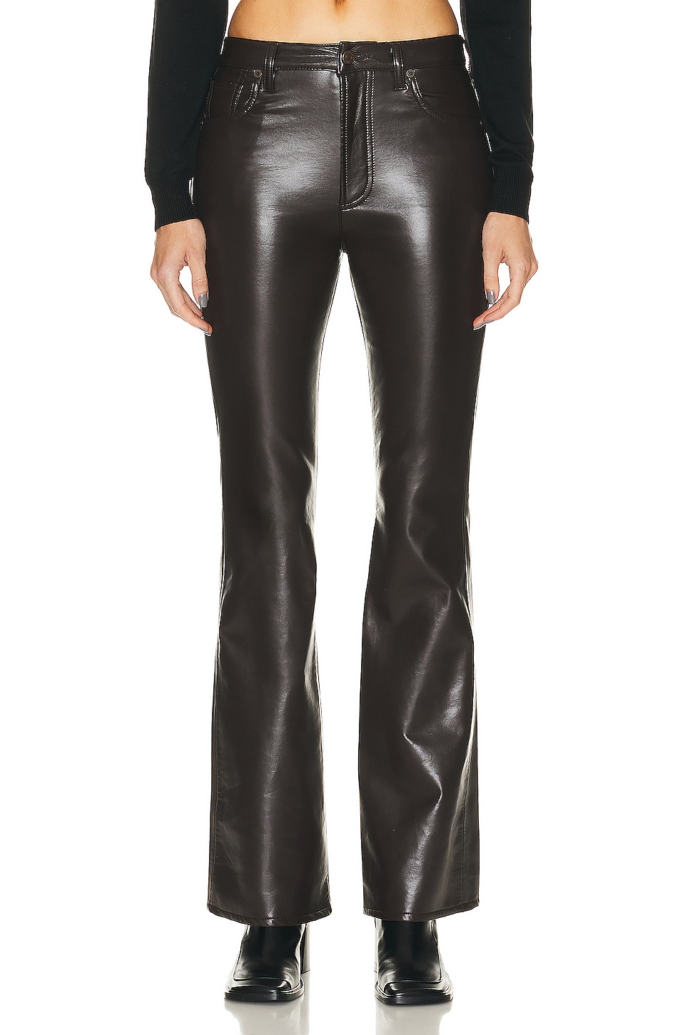 Image 1 of Citizens of Humanity Recycled Leather Lilah Pant in Chocolate Torte