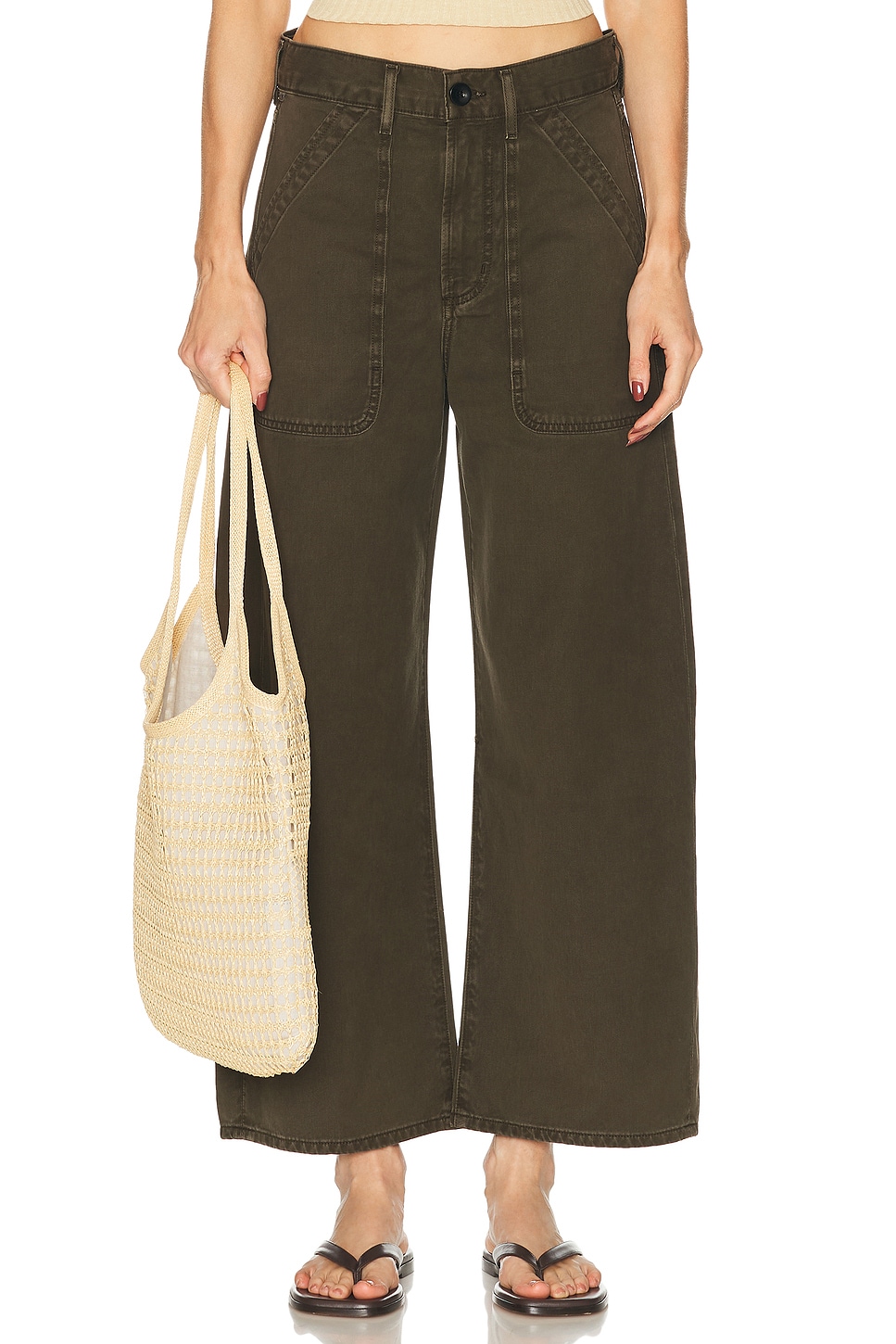 Image 1 of Citizens of Humanity Ayla Cargo Crop in Dark Olive