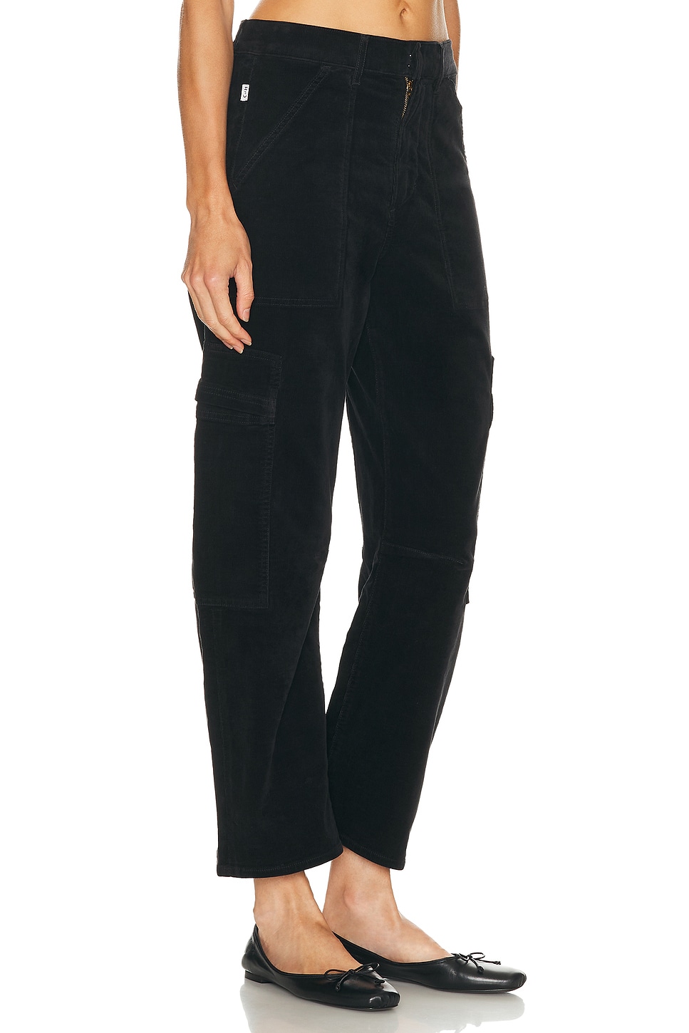 Citizen Of Humanity Citizens Of Humanity Marcelle Low Slung Corduroy Cargo Trousers In Gray