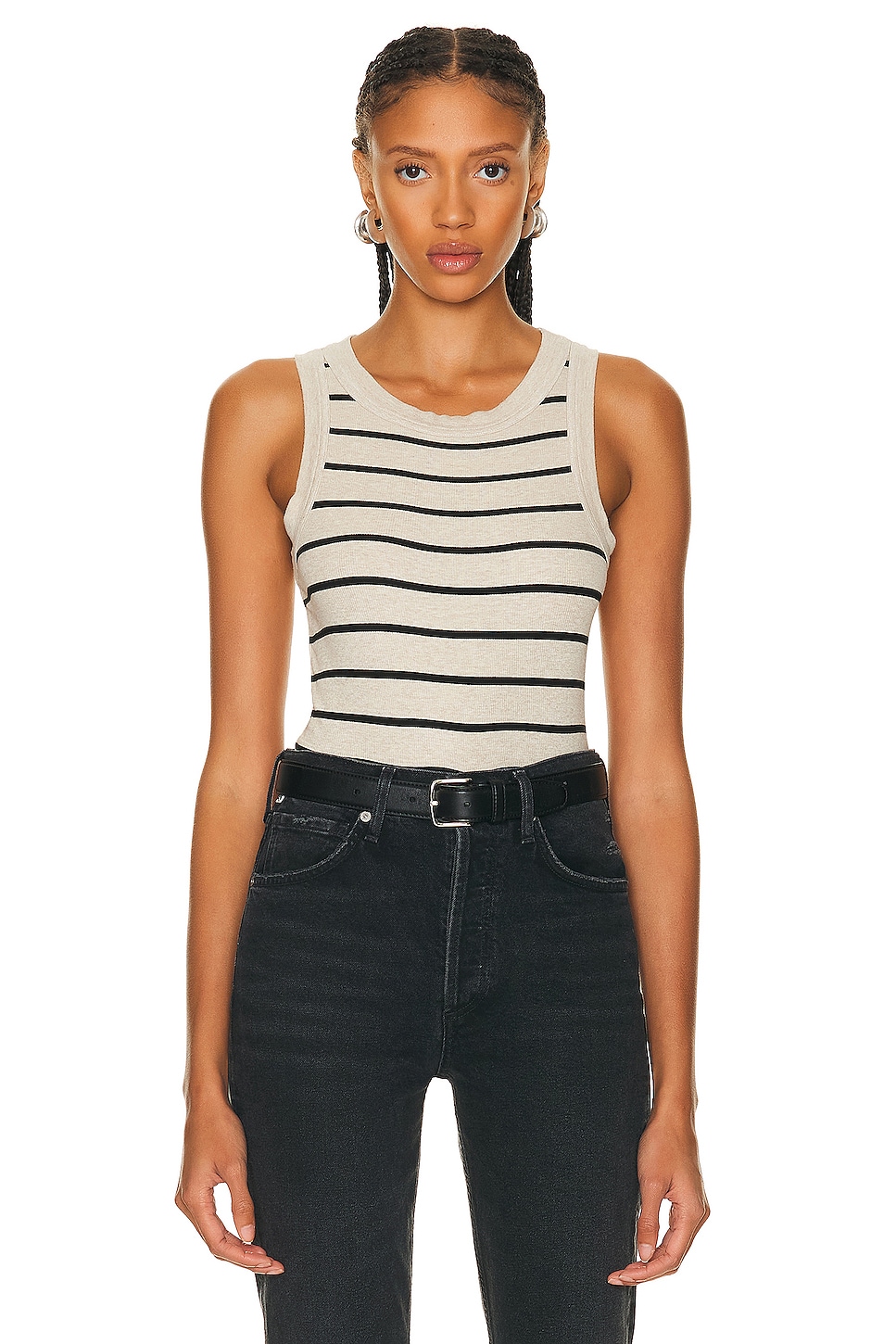 Image 1 of Citizens of Humanity Isabel Rib Tank in Oatmeal Stripe