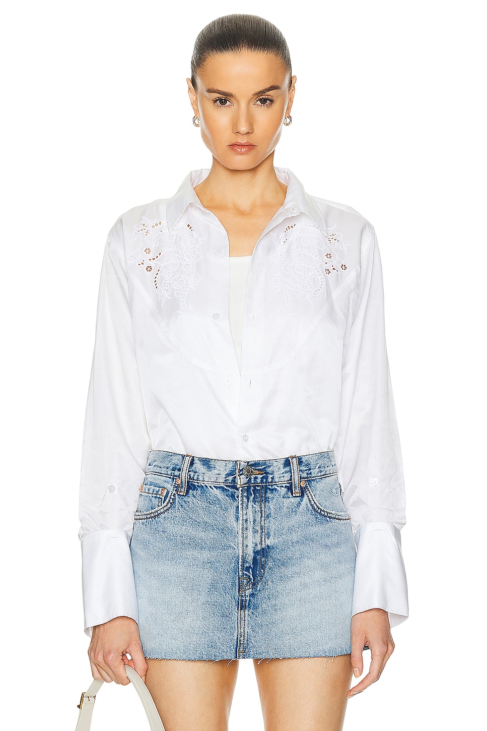 Image 1 of Citizens of Humanity Dree Embroidered Shirt in Optic White