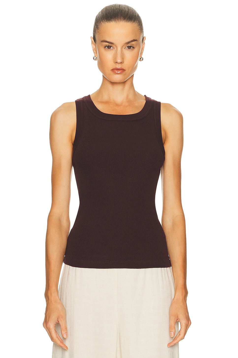 Isabel Rib Tank in Brown