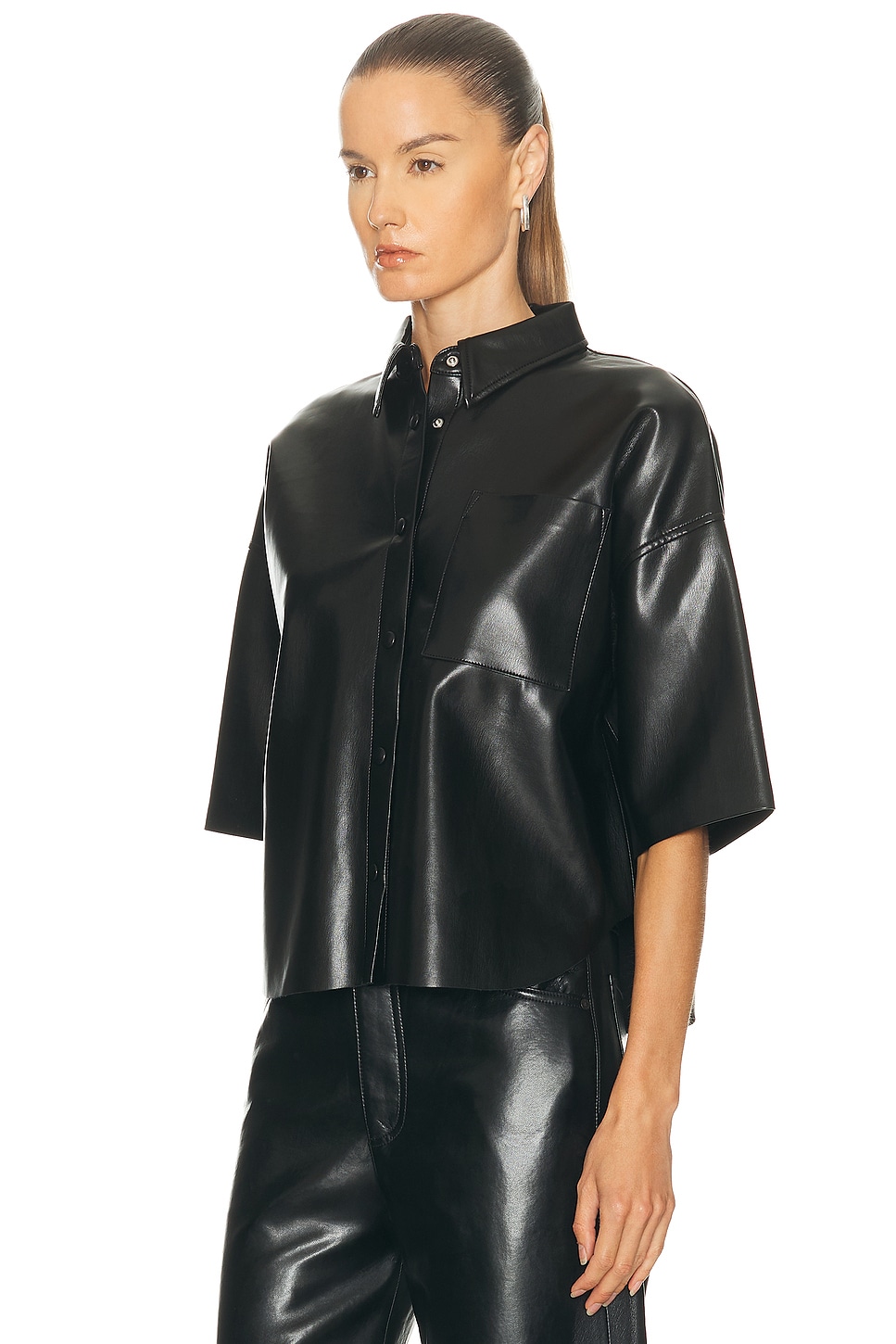 Citizen Of Humanity Frances Cropped Cape Button Up In Black