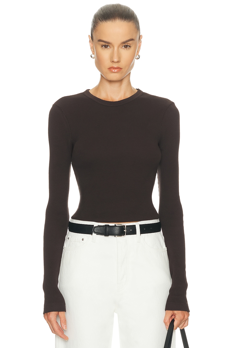 Image 1 of Citizens of Humanity Pilar Waffle Crewneck Top in Chocolate