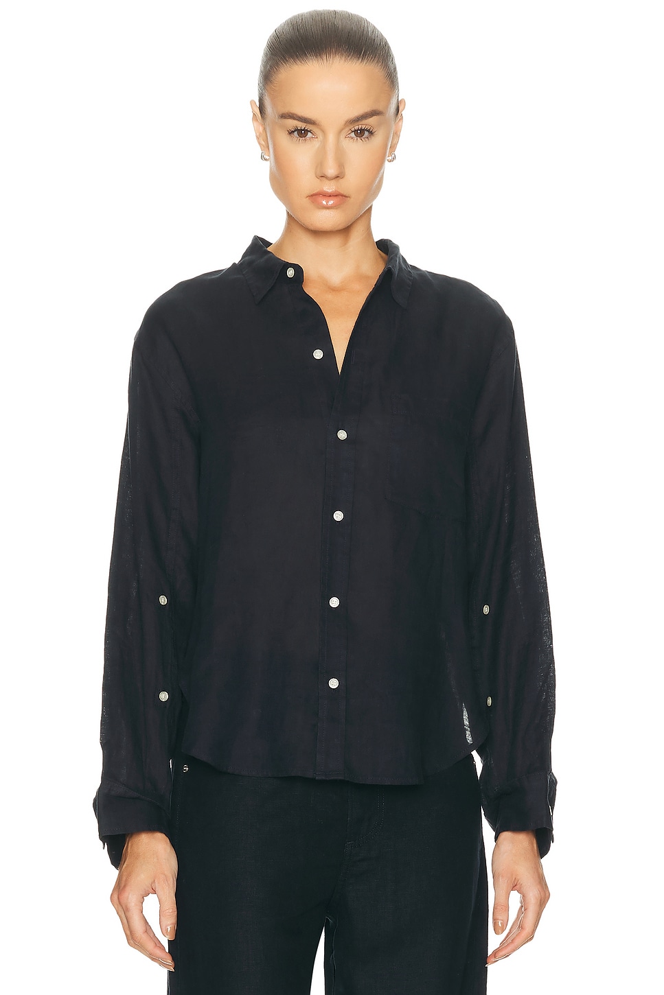 Image 1 of Citizens of Humanity Kayla Shrunken Shirt in True Navy