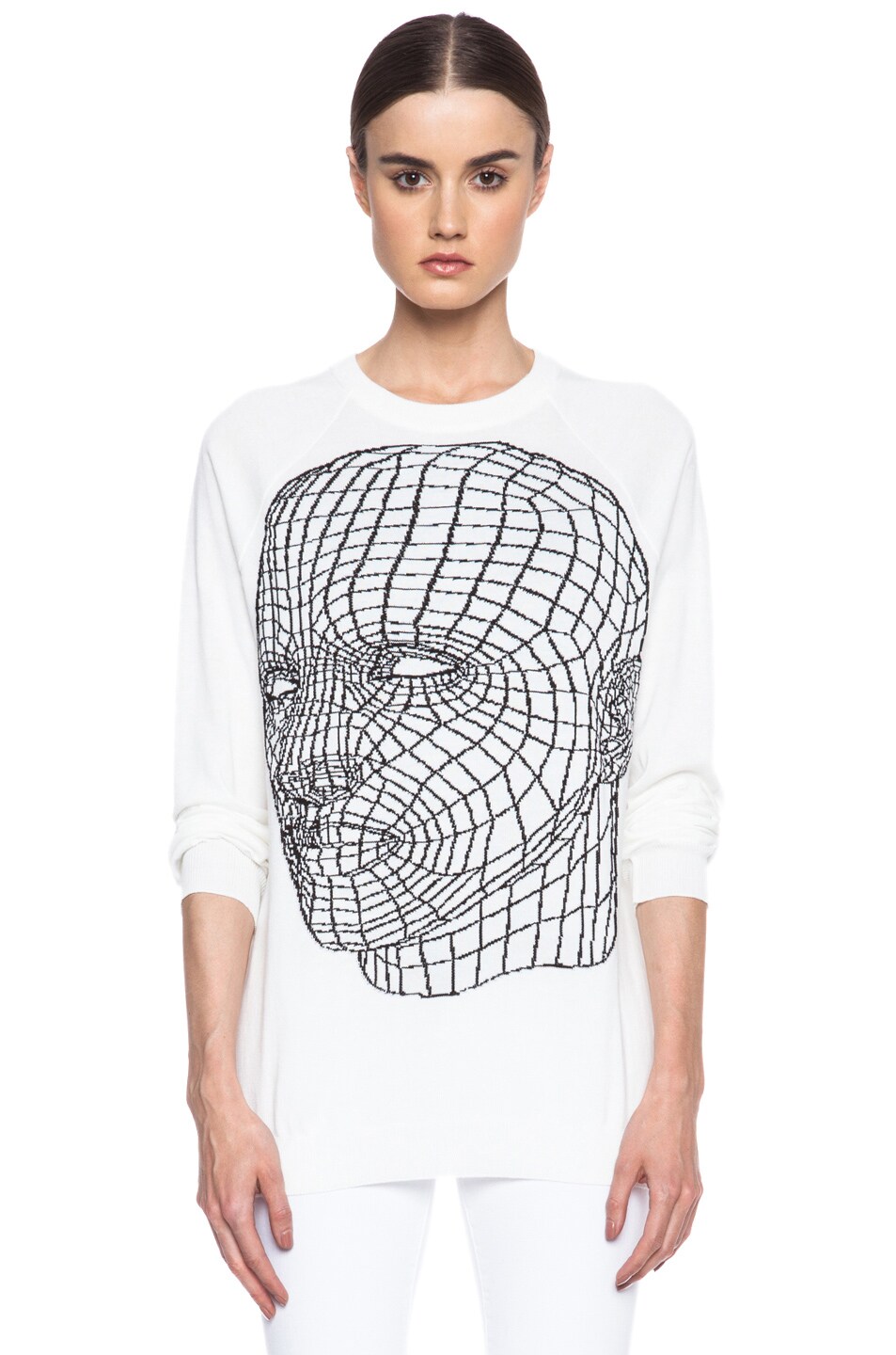 Image 1 of Christopher Kane Knit Intarsia Head Jumper in White