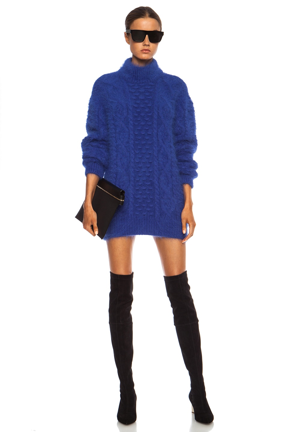 Image 1 of Christopher Kane Angora Fisherman Angora Sweater in Blue