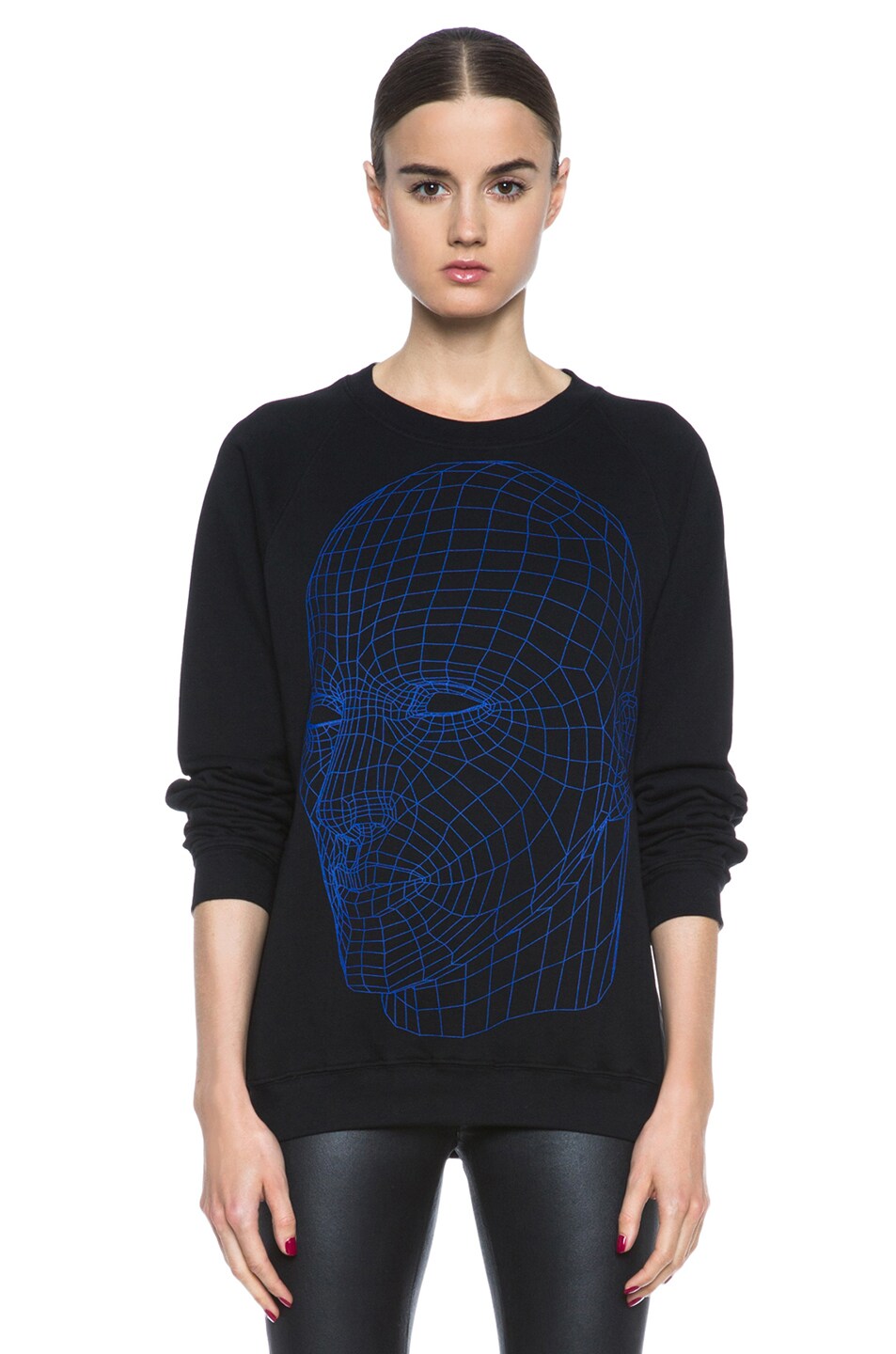 Image 1 of Christopher Kane Head Digital Cotton Crewneck Sweatshirt in Blue